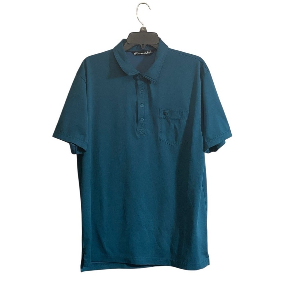Travis Mathew Polo Shirt Mens XL Teal Golf Short Sleeve Collar Pima Cotton